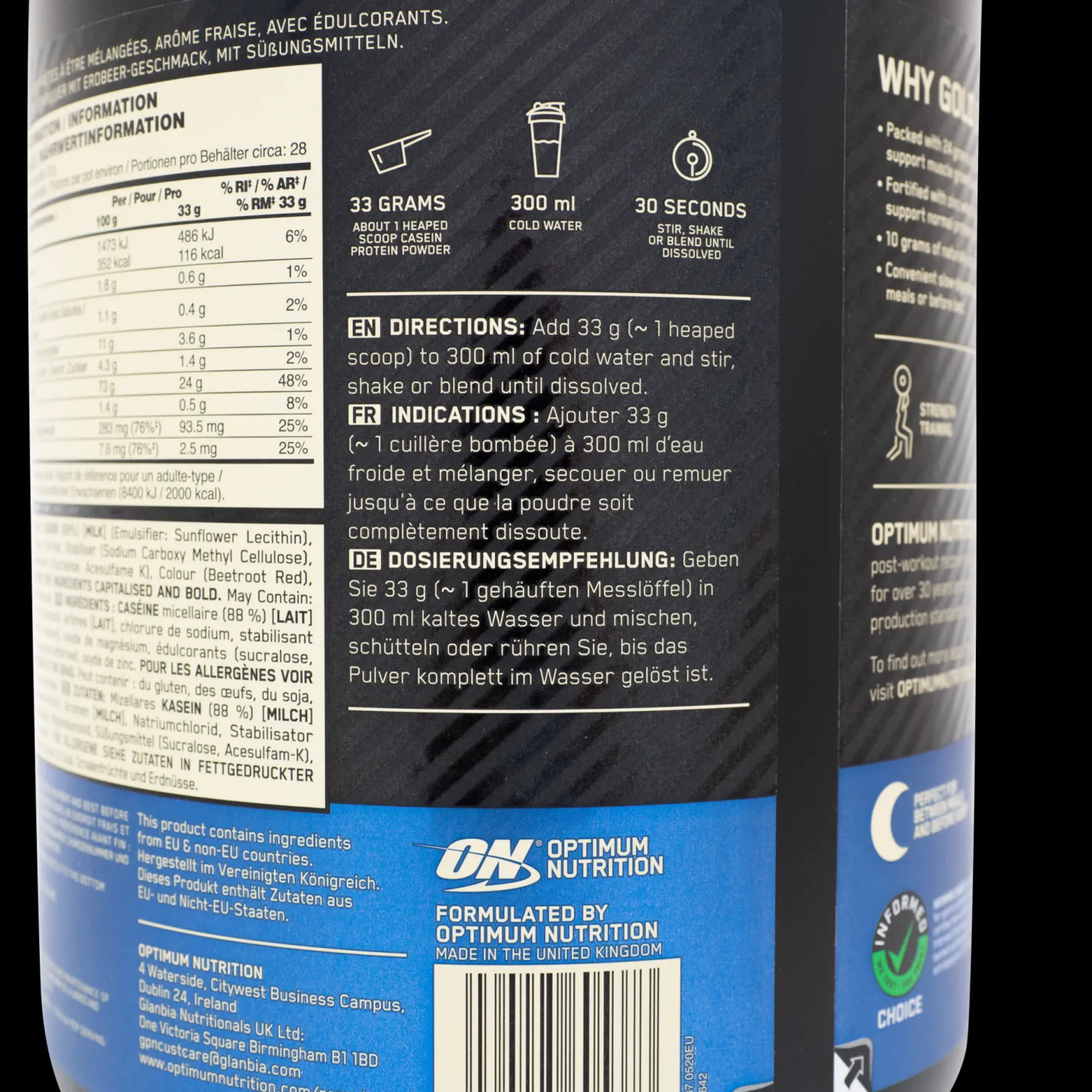 100 % Gold Standard Casein, proteiinijauhe 908 g - Proteiinilisät - 100 % Gold Standard Casein, proteiinijauhe 908 g