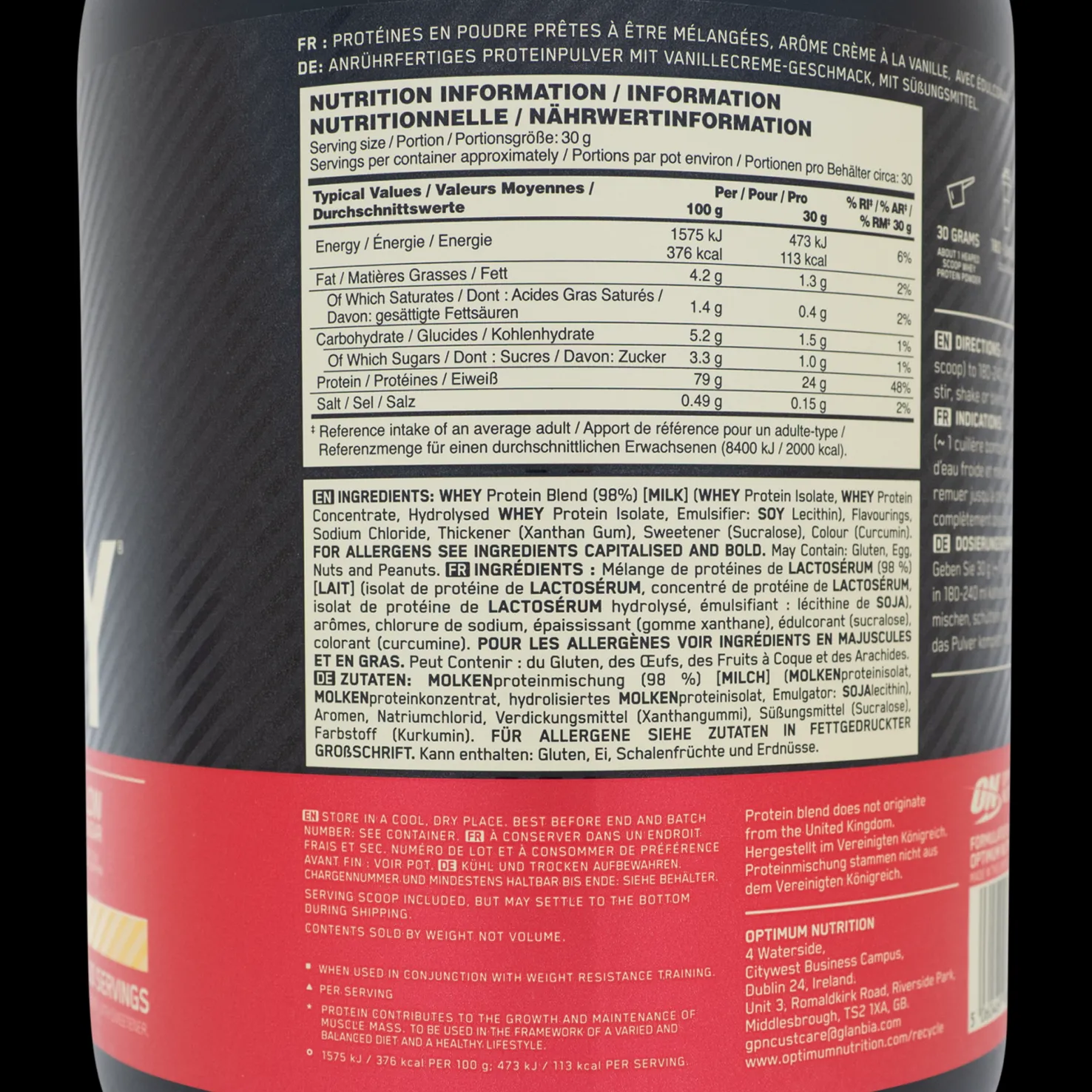 100% Whey Gold Std 908 g - Proteiinilisät - 100% Whey Gold Std 908 g