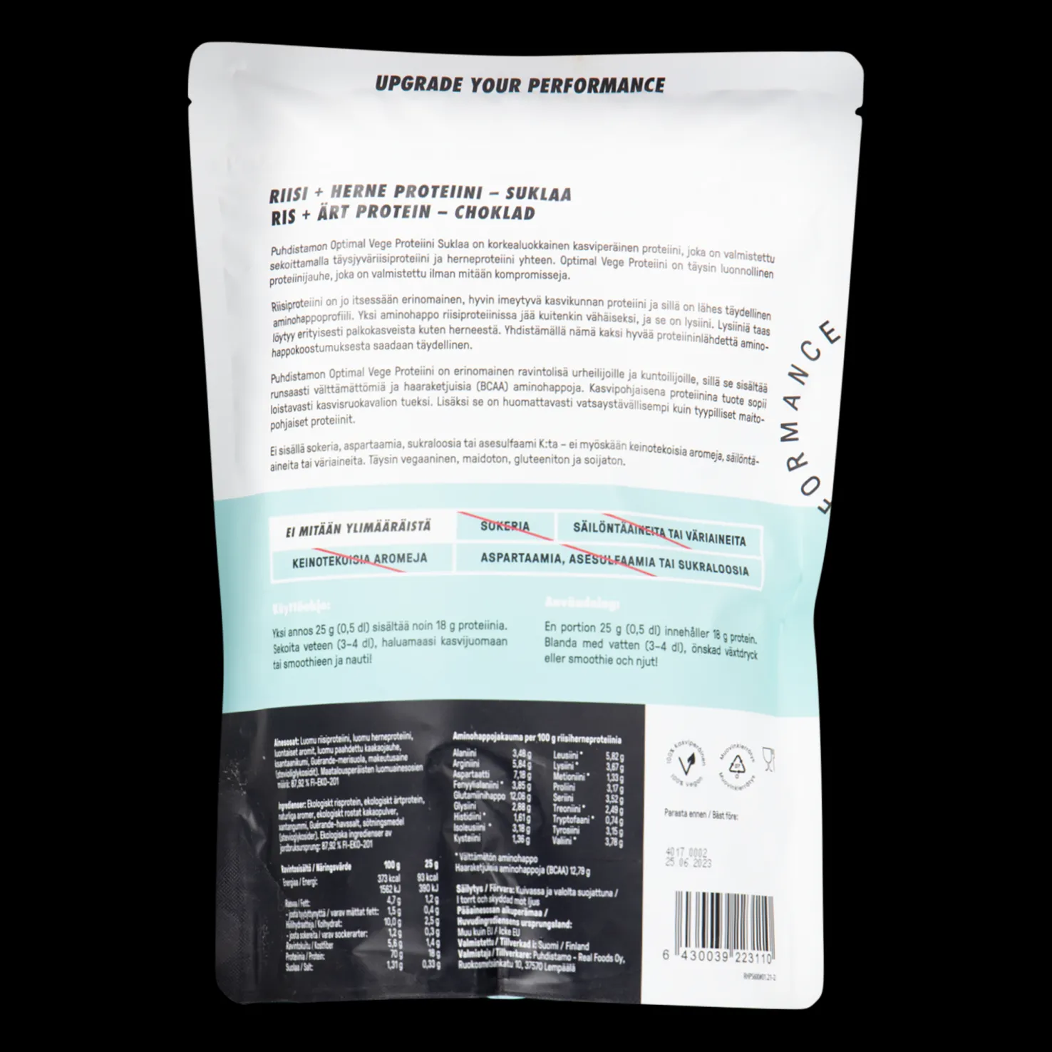 Athletics Optimal Vege protein, Choklad 600g, proteiinijauhe suklaa - Proteiinilisät - Athletics Optimal Vege protein, Choklad 600g, proteiinijauhe suklaa