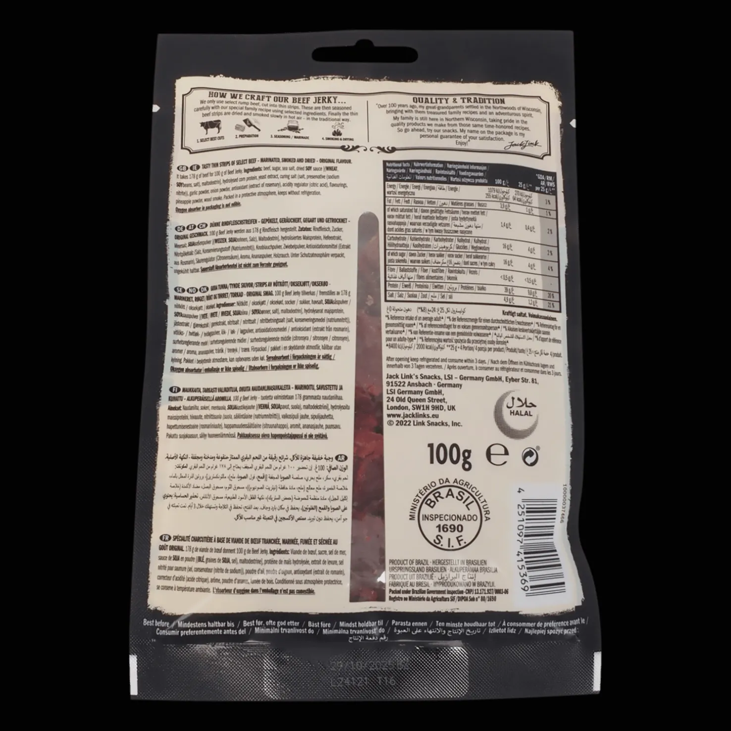 Beef Jerky 100 G Original, kuivaliha - Retkiruoat Ja -Muonat - Beef Jerky 100 G Original, kuivaliha