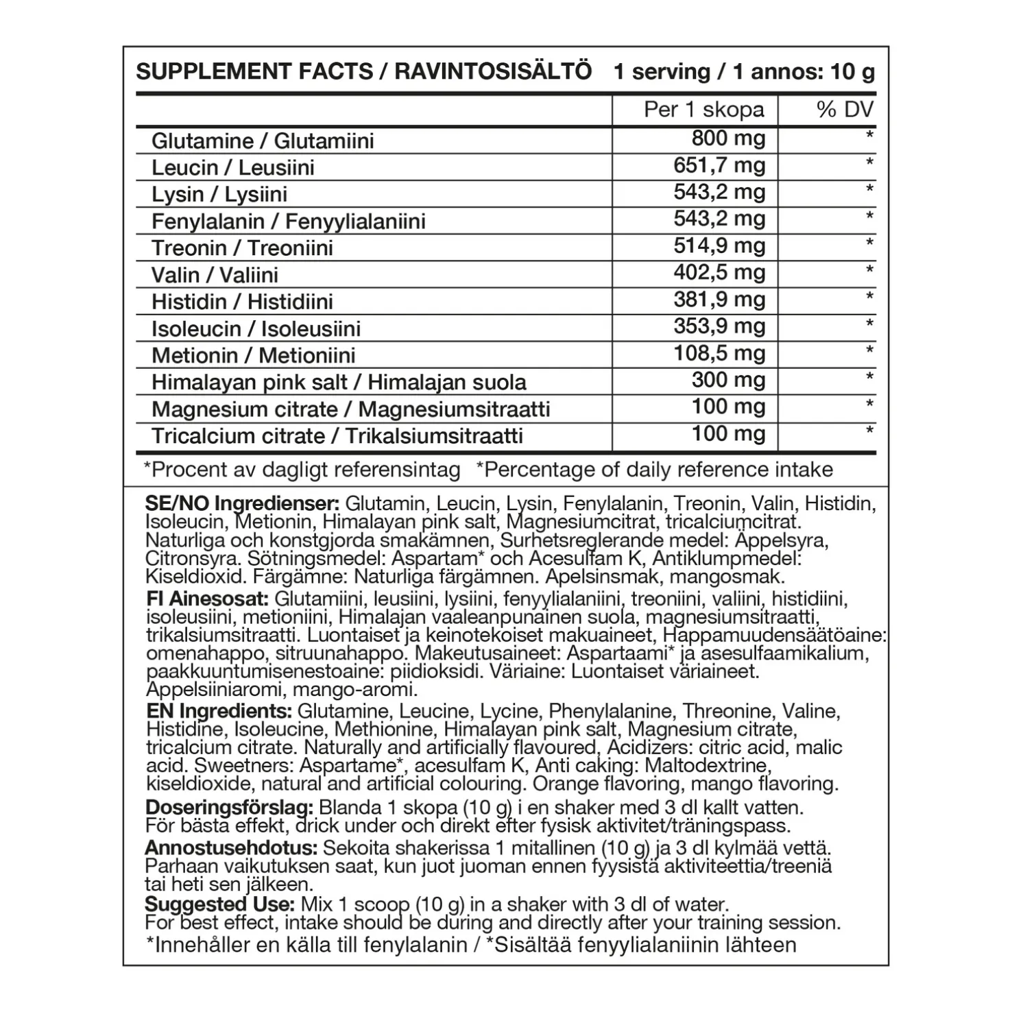 EAA + Electrolytes (Orange Mango (220g), urheilujuoma - Aminohapot - EAA + Electrolytes (Orange Mango (220g), urheilujuoma