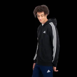 Essential French Terry 3-Stripes Full-Zip Hoodie, miesten huppari - Hupparit - Essential French Terry 3-Stripes Full-Zip Hoodie, miesten huppari