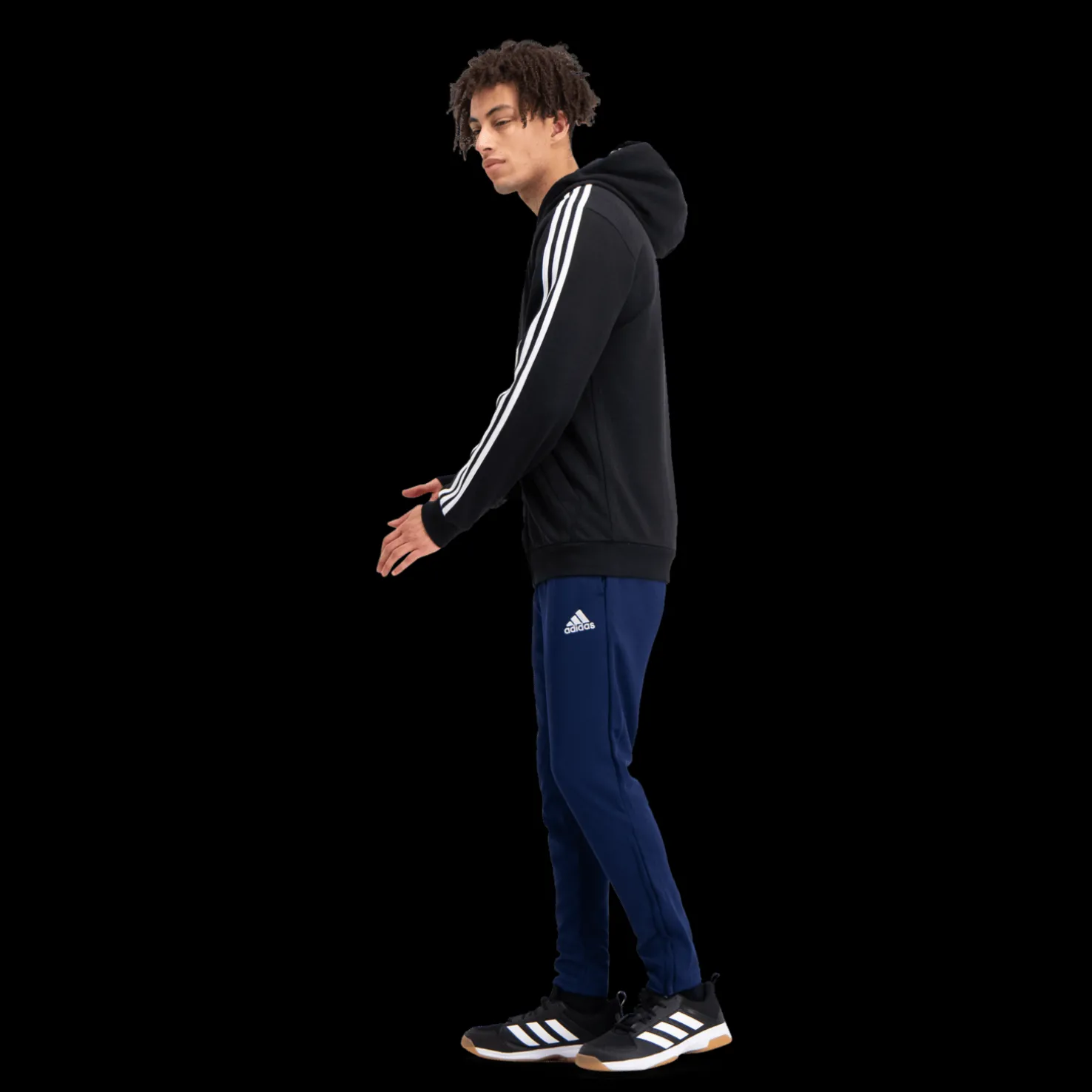 Essential French Terry 3-Stripes Full-Zip Hoodie, miesten huppari - Hupparit - Essential French Terry 3-Stripes Full-Zip Hoodie, miesten huppari