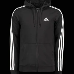 Essential French Terry 3-Stripes Full-Zip Hoodie, miesten huppari - Hupparit - Essential French Terry 3-Stripes Full-Zip Hoodie, miesten huppari