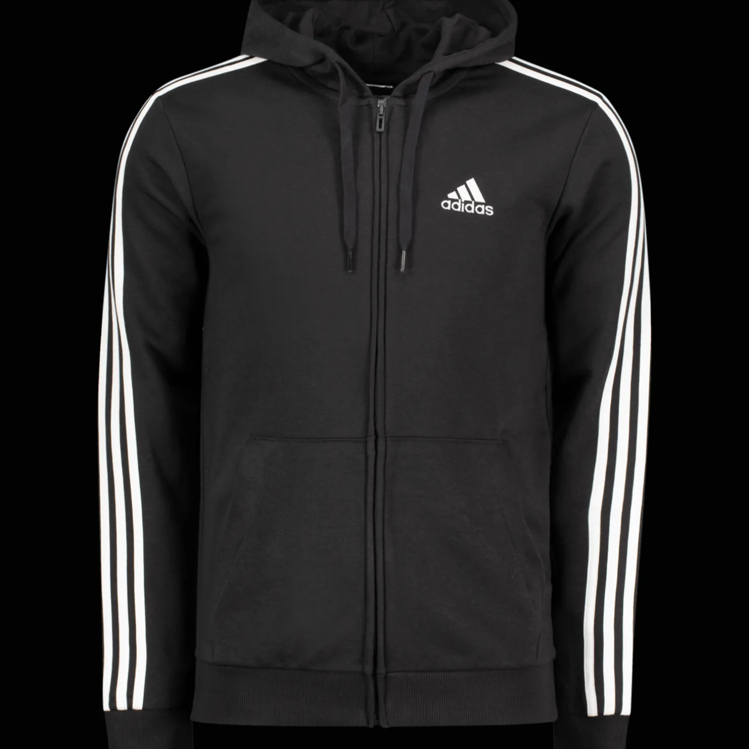 Essential French Terry 3-Stripes Full-Zip Hoodie, miesten huppari - Hupparit - Essential French Terry 3-Stripes Full-Zip Hoodie, miesten huppari