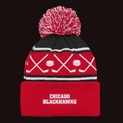 Faceoff Cuff Knit Beanie with pom Blackhawks - 24/25, fanipipo, unisex - NHL-Tuotteet - Faceoff Cuff Knit Beanie with pom Blackhawks - 24/25, fanipipo, unisex