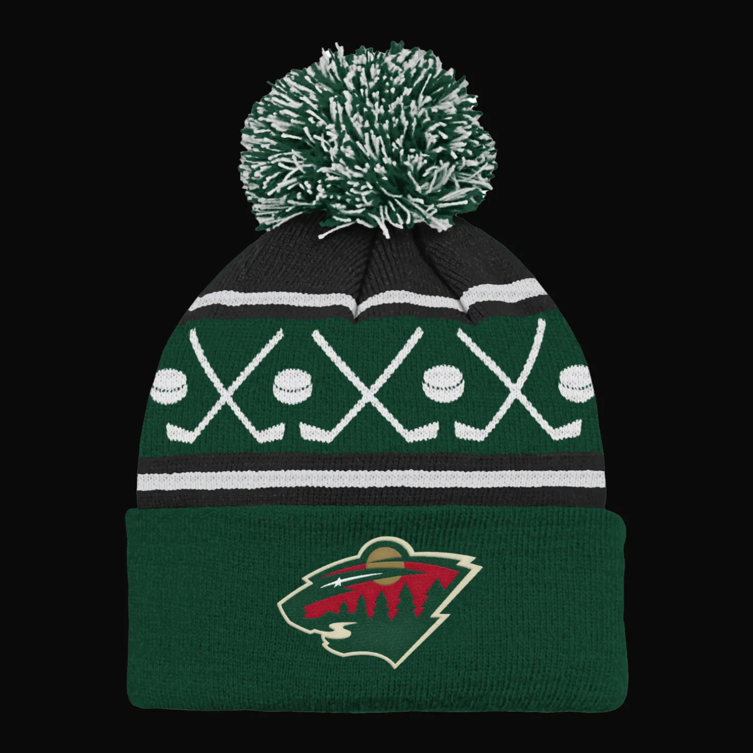 Faceoff Cuff Knit Beanie with pom Wild - 24/25, fanipipo, lasten - NHL-Tuotteet - Faceoff Cuff Knit Beanie with pom Wild - 24/25, fanipipo, lasten