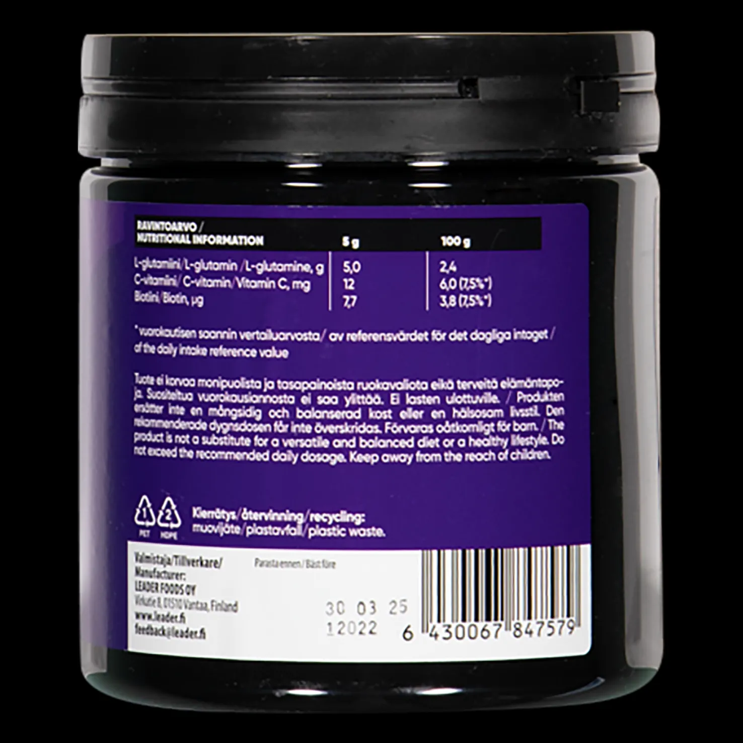 Glutamiini 300g, proteiinijauhe - Superfood ja luonnolliset ravinteet - Glutamiini 300g, proteiinijauhe