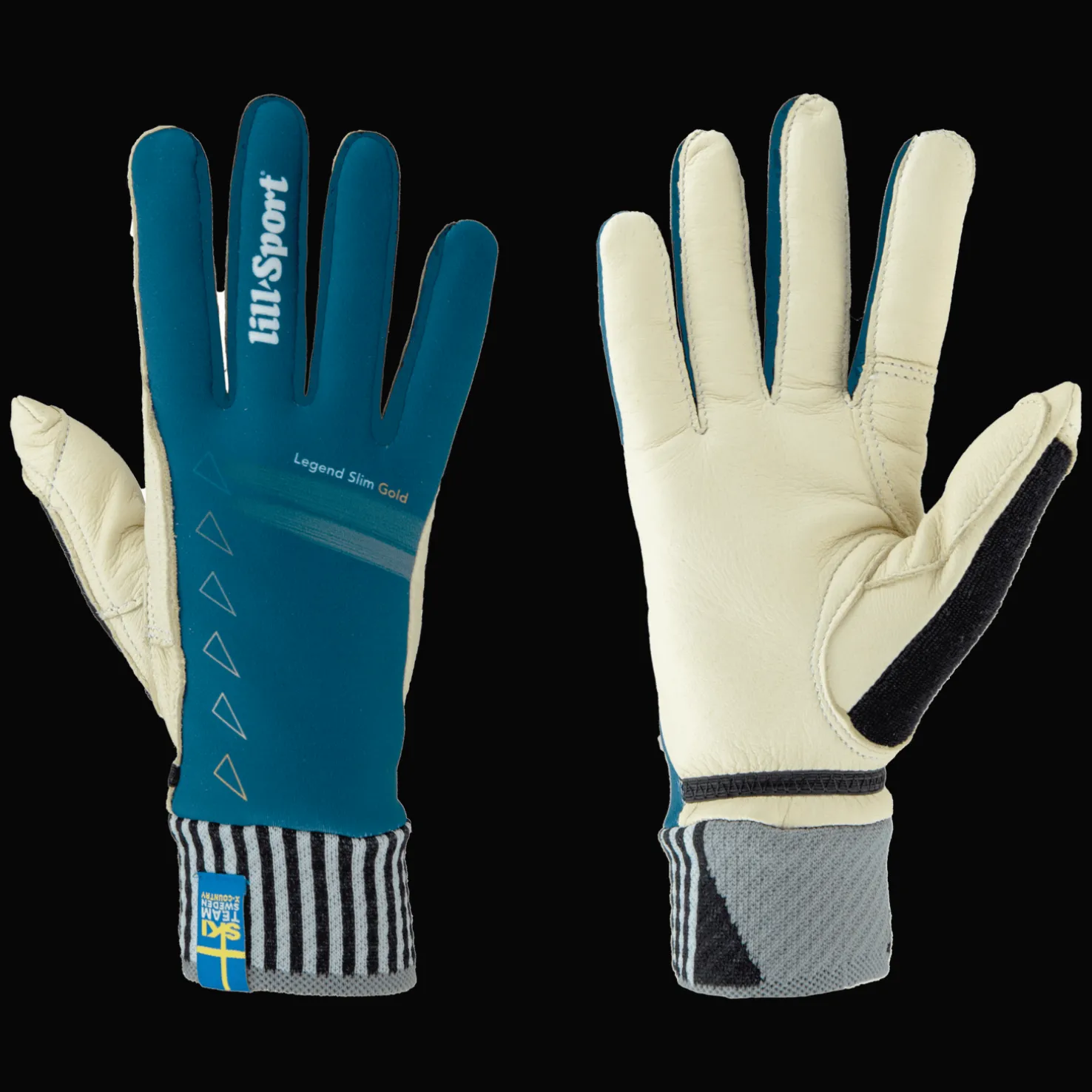 Lill Sport Glove Legend Slim Gold Petrol 24/25, unisex-hiihtokäsineet - Hiihtohanskat - Lill Sport Glove Legend Slim Gold Petrol 24/25, unisex-hiihtokäsineet