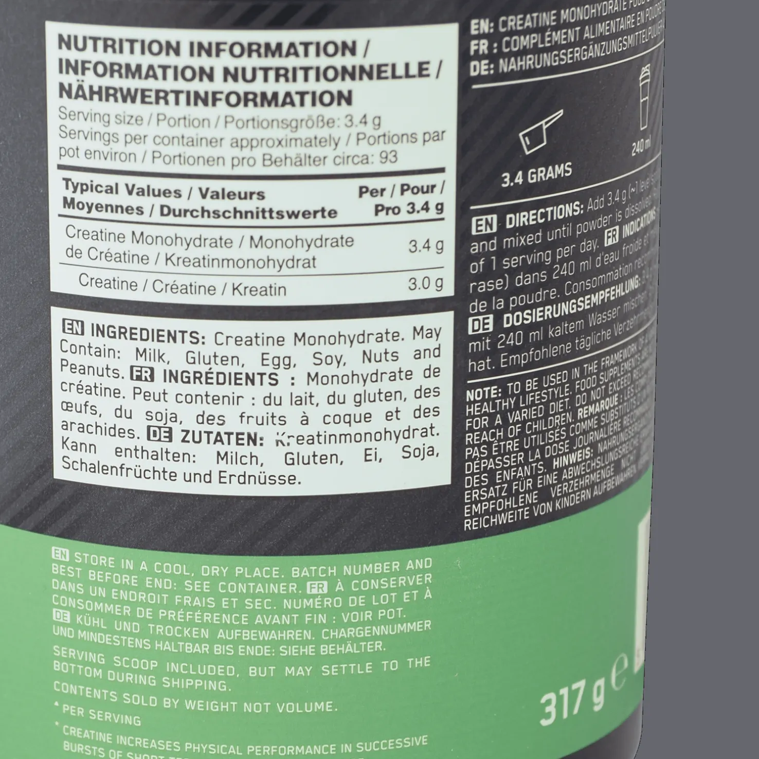 Nutrition Creatine 317g, ravintolisä - Suorituskyvyn Parantaminen - Nutrition Creatine 317g, ravintolisä