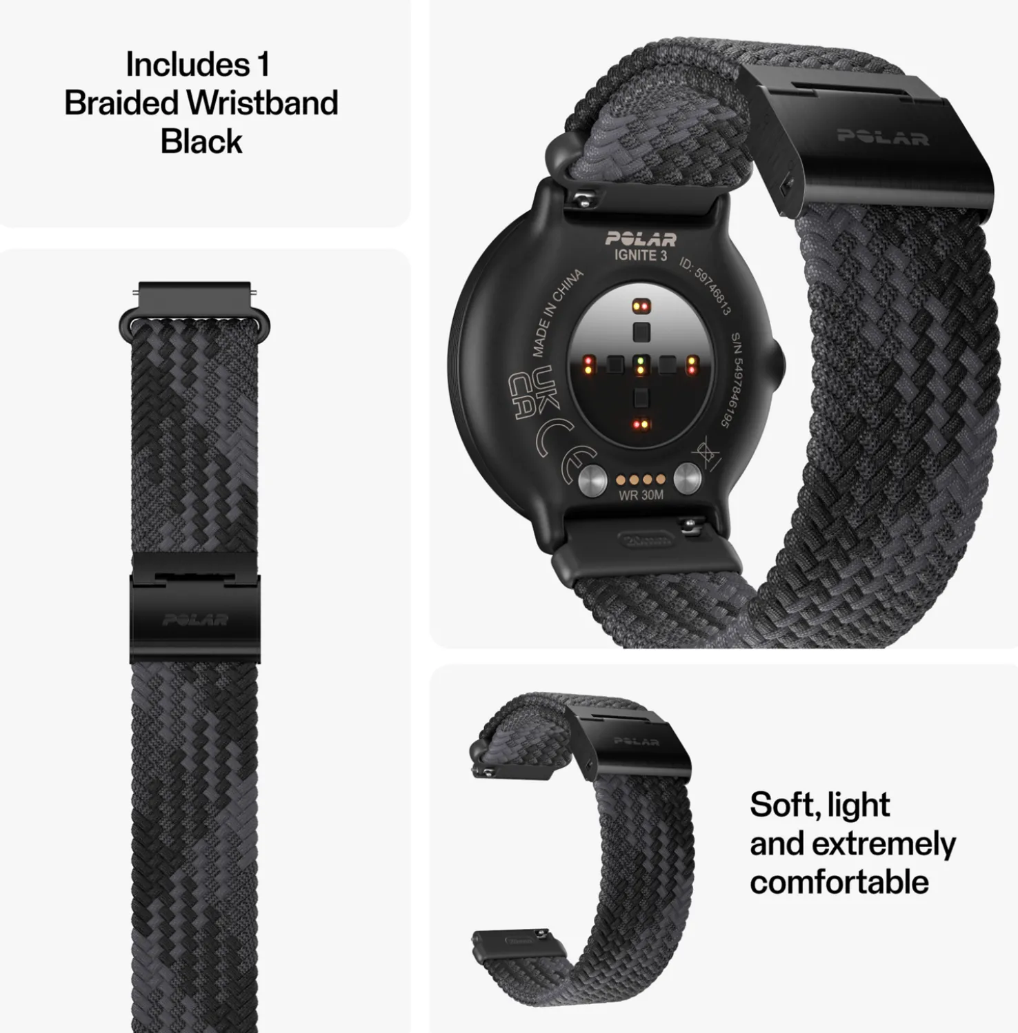 Polar Ignite 3 Braided Yarn strap, älykello - Sykemittarit - Polar Ignite 3 Braided Yarn strap, älykello