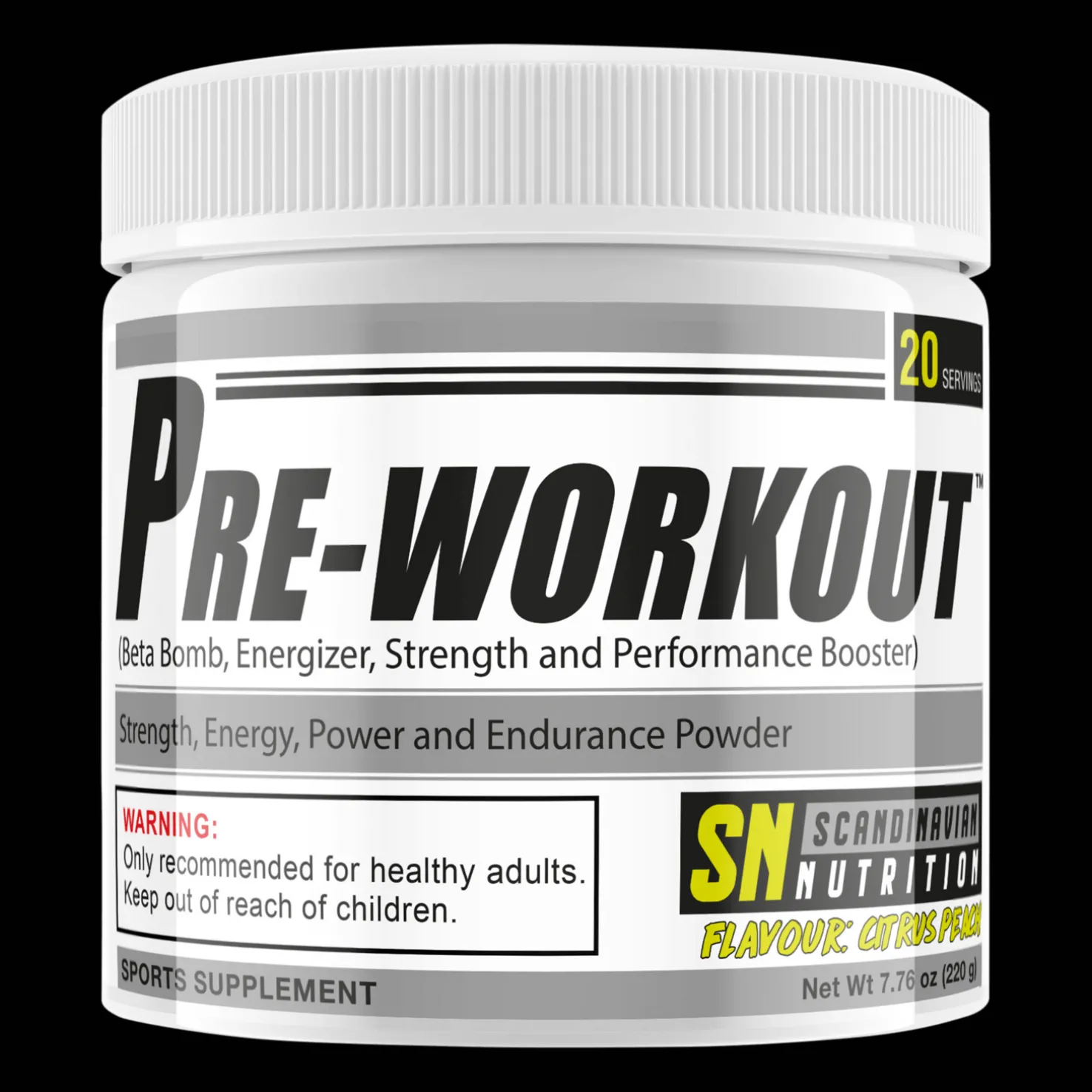Preworkout (Citrus Peach (220g), pre-workout-jauhe - Pre-Workout Juomat - Preworkout (Citrus Peach (220g), pre-workout-jauhe