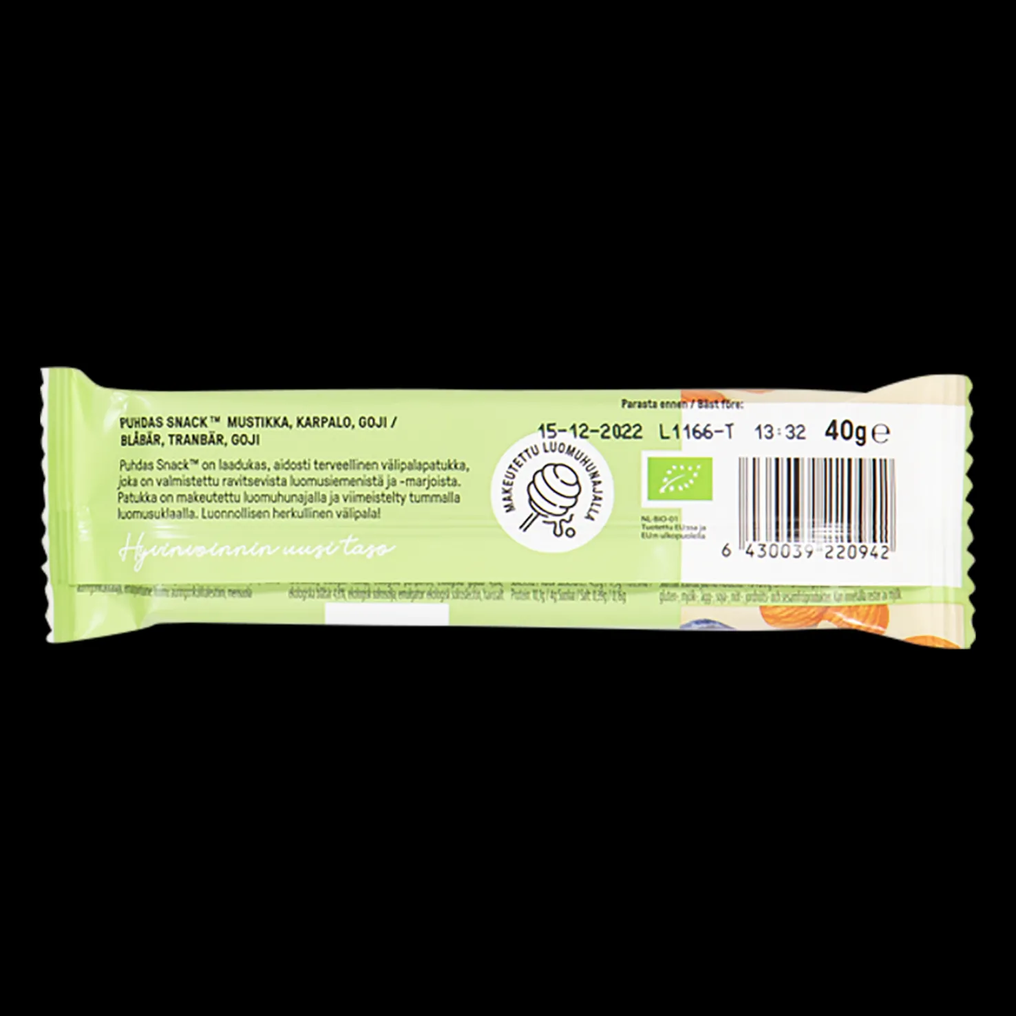 Puhdas Snack -patukka, Raakakaakao, Luomu 40 g - Lisäravinteet - Puhdas Snack -patukka, Raakakaakao, Luomu 40 g