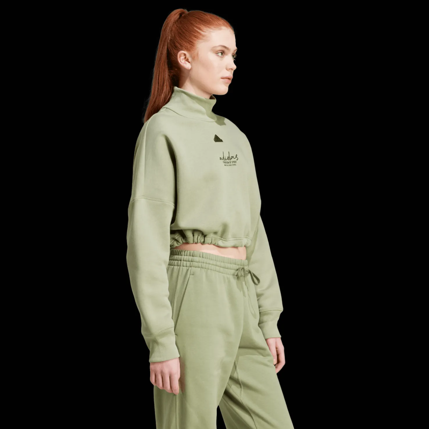 Signature Graphic Embroidery Fleece Crop Sweatshirt, naisten collegepaita - Vapaa-Ajan Paidat - Signature Graphic Embroidery Fleece Crop Sweatshirt, naisten collegepaita