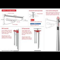 Skijack Skihanger Wall Red 300mm 24/25, suksiteline - Maastohiihtotarvikkeet - Skijack Skihanger Wall Red 300mm 24/25, suksiteline