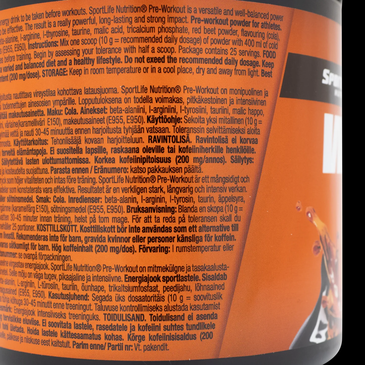 Sportlife Pre-Workout 250g vesimeloni, tehonlisäysjuomajauhe - Energiapatukat - Sportlife Pre-Workout 250g vesimeloni, tehonlisäysjuomajauhe