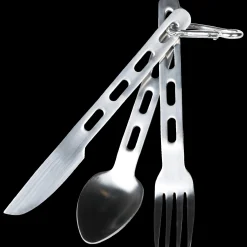 S/S cutlery with carabiner, aterinsarja - Kattilat Ja Ruokailuvälineet - S/S cutlery with carabiner, aterinsarja