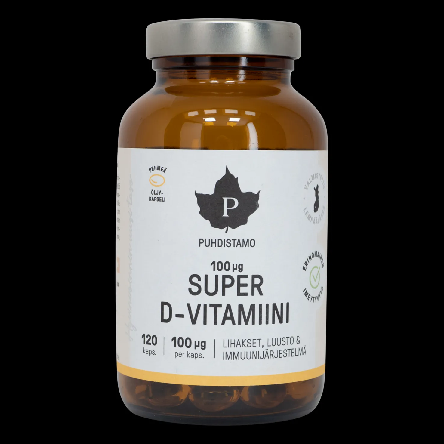 Super D-vitamiini 100 ug 120 kaps, ravintolisä - Superfood ja luonnolliset ravinteet - Super D-vitamiini 100 ug 120 kaps, ravintolisä