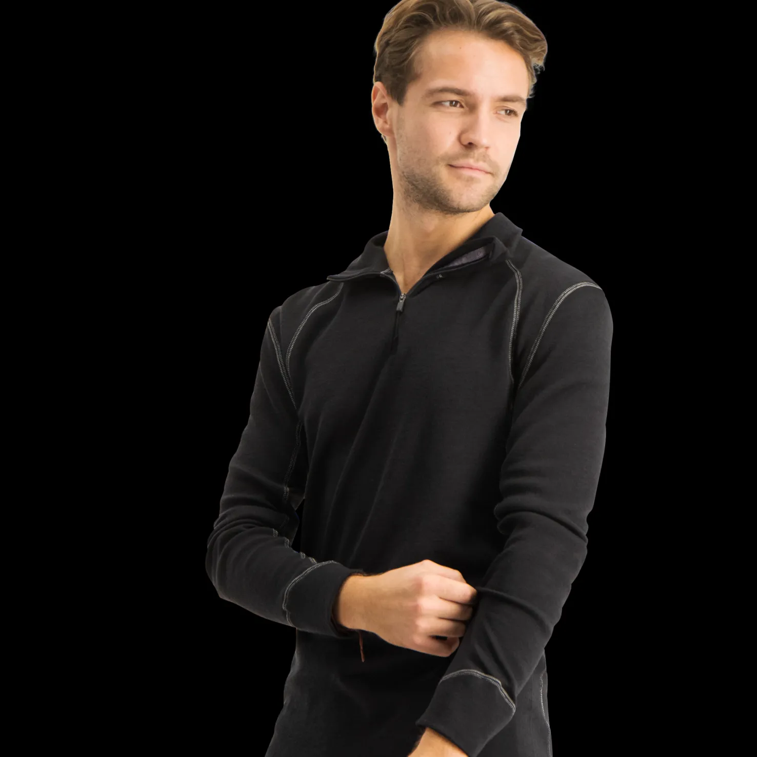 Thermo Turtle Neck W/zip, miesten villapaita - Villakerrastot yläosat miehet - Thermo Turtle Neck W/zip, miesten villapaita